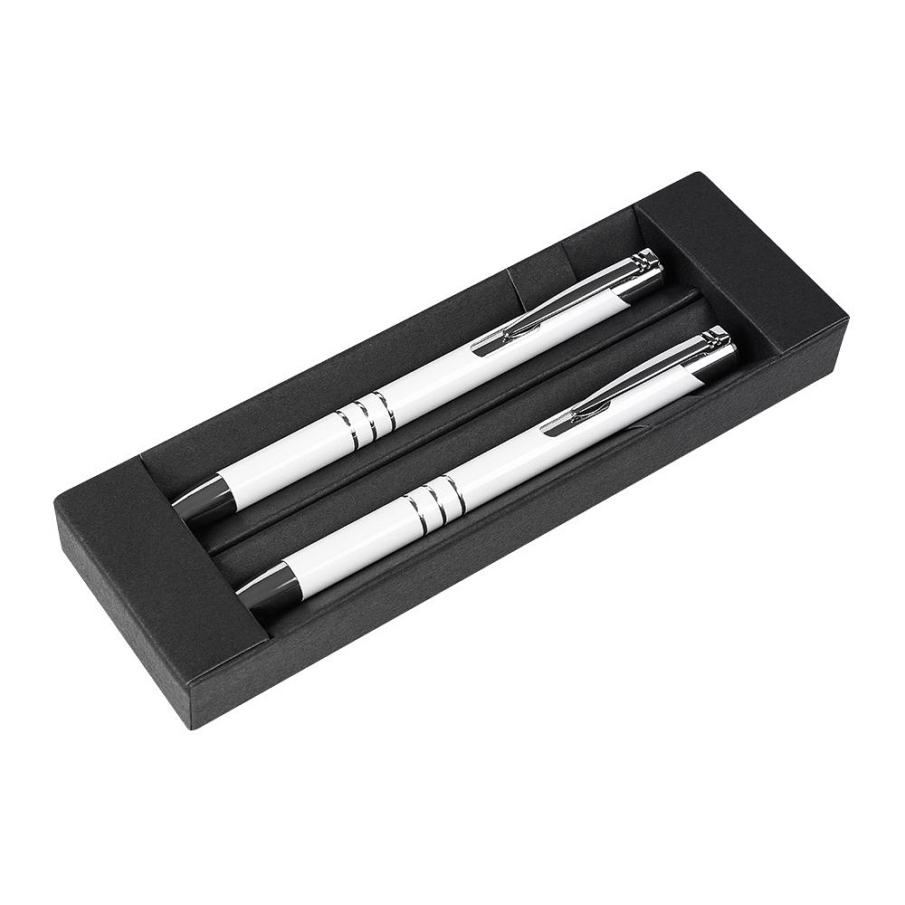 Набор "Claremont": ручка шариковая автоматическая и карандаш автоматический, белый, серебристый