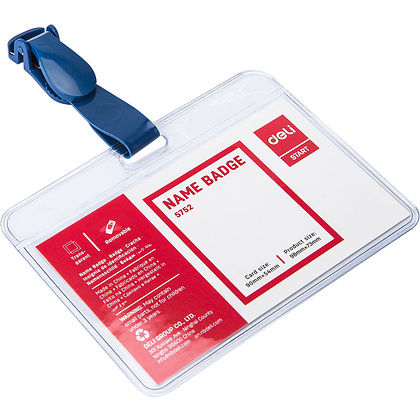 Бейдж на ремешке с клипсой, 90x54 мм, 50 шт/упак, прозрачный - 2