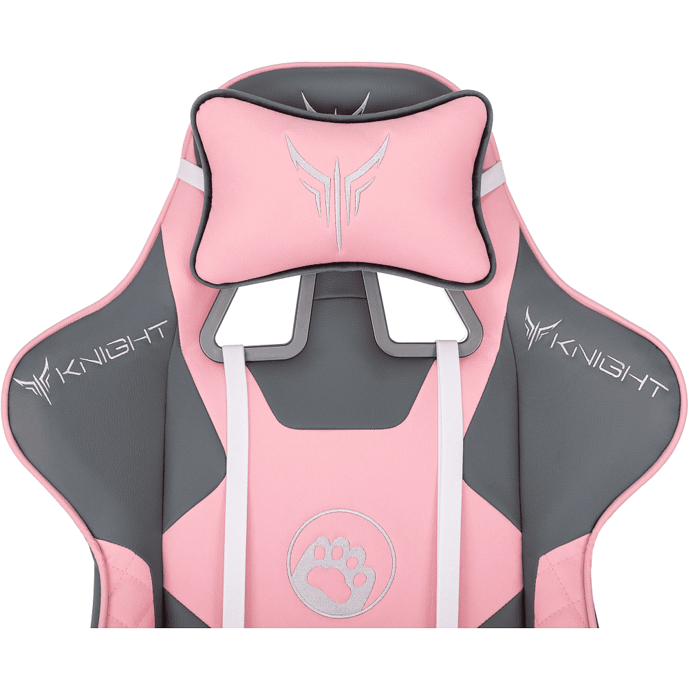 Кресло игровое Бюрократ Knight "Catzy", экокожа, пластик, серый, розовый - 15