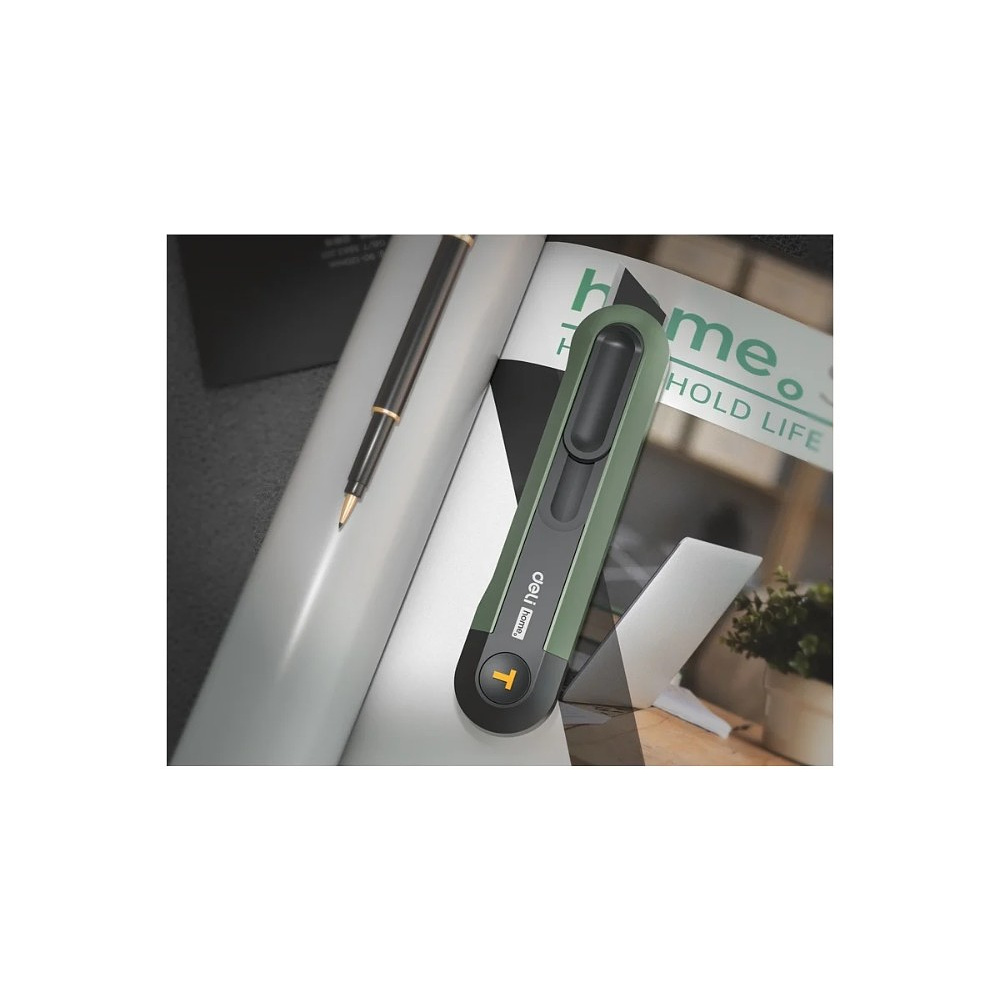 Нож строительный Deli HS EHT4008L, 135x30 мм, трапеция, Soft Touch, зеленый - 3