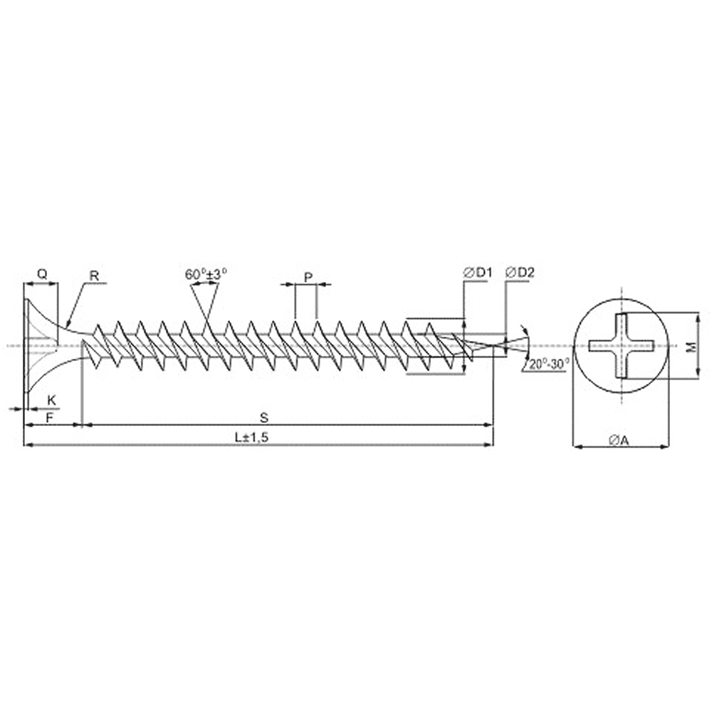 Саморез 3.5х41 мм для монтажа ГКЛ к металлу, фосфат, 1000 шт. - 2