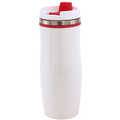 Кружка термическая "Crema", металл, пластик, 400 мл, белый, красный