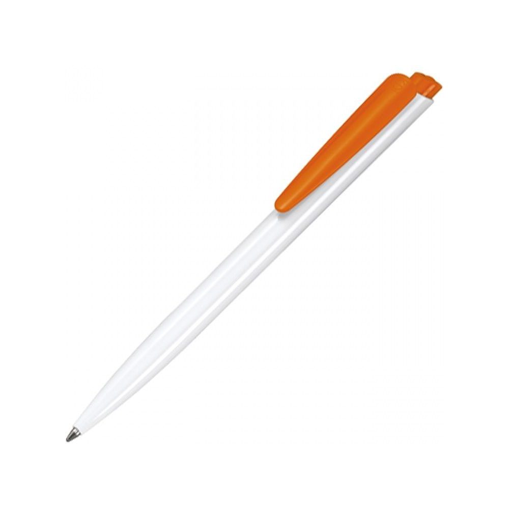 Ручка шариковая автоматическая "Senator Dart Polished Basic", 1.0 мм, белый, оранжевый, стерж. синий