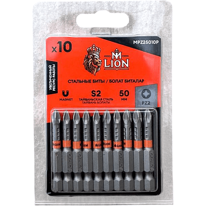 Бита стальная M-Lion MSBPH225-10, PH 2х25 мм, 10 шт/упак