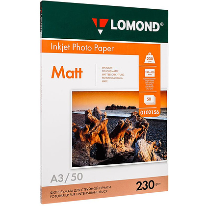 Фотобумага матовая для струйной фотопечати "Lomond", A3, 50 листов, 230 г/м2