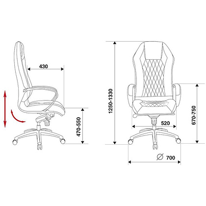 Кресло для руководителя "Бюрократ AURA", кожа, металл, коричневый - 5