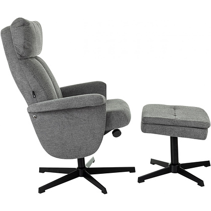 Кресло мягкое Бюрократ Baron, ткань, серый, металл, с пуфом - 12