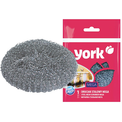 Губка для посуды металлическая МЕГА, d=14см, 1 шт