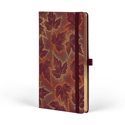 Блокнот "Foliage maple", А5, 96 листов, линейка, на резинке, красный