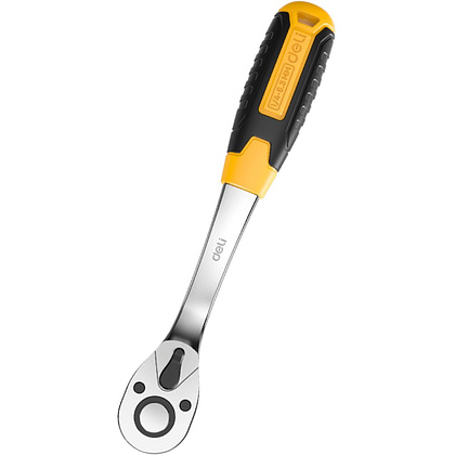 Ключ-трещотка Deli RS EDL2324 1/4", 150 мм, 72 зуба, черный, желтый - 3