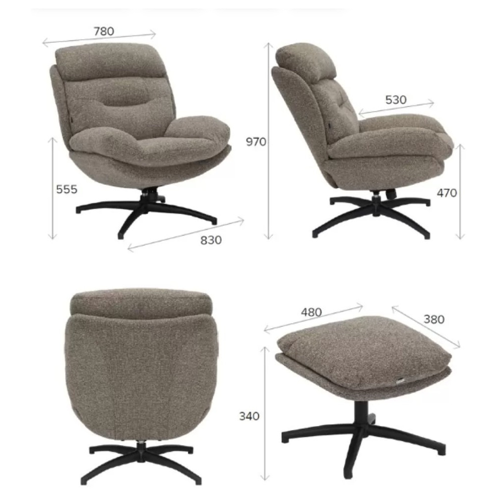 Кресло мягкое EVERPROF Kiwi, ткань, светло-коричневый - 8