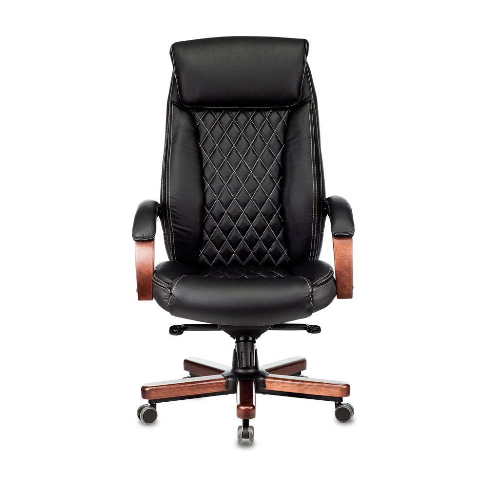 Кресло руководителя Бюрократ "T-9924WALNUT", кожа, металл, дерево, черный - 2