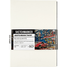Скетчбук "Sketchmarker Black&White", А5, 120 листов, черный, белый