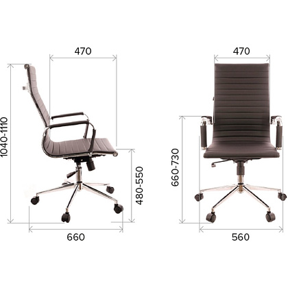 Кресло для руководителя "EVERPROF Rio Т", экокожа, хром, черный - 4