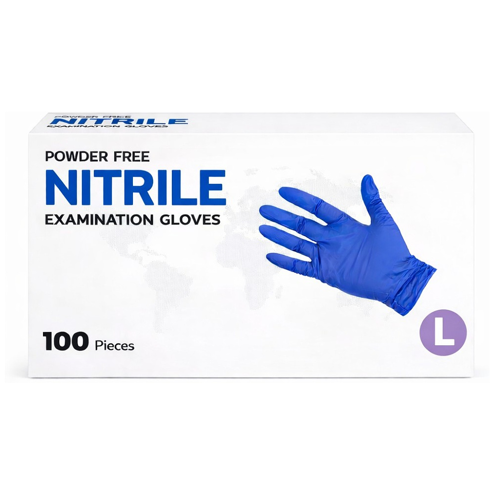 Перчатки нитриловые неопудренные одноразовые, р-р L , 100 шт./уп., фиолетовый