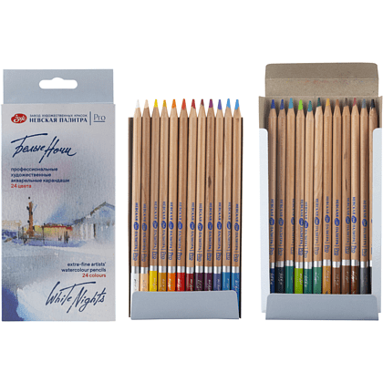 Карандаш акварельный "Белые ночи", набор 24 цветов, картонная коробка