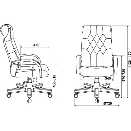 Кресло для руководителя "Бюрократ T-9928WALNUT/ECO", металл, дерево, экокожа, черный - 6