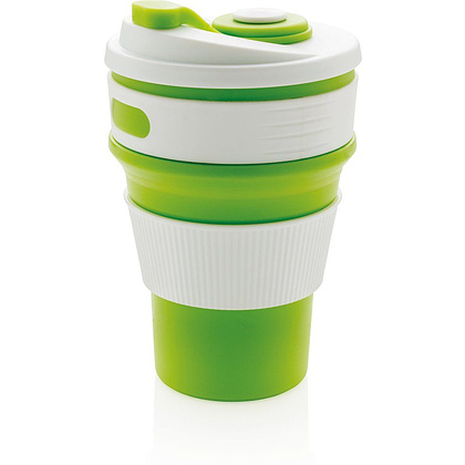 Кружка термическая "P432.607", силикон, полипропилен, 350 мл, зеленый, белый