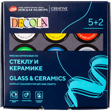 Краска акриловая по стеклу и керамике "Декола", набор 5 цветов