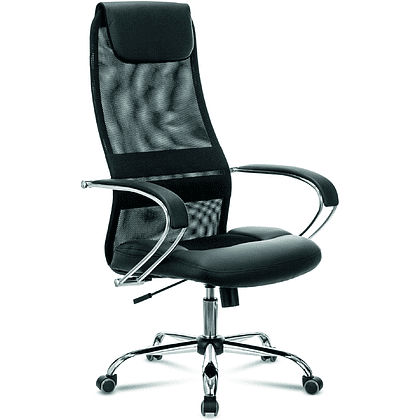 Кресло для руководителя Бюрократ "CH-608SL/BLACK", экокожа, сетка, ткань, сетка, металл, черный