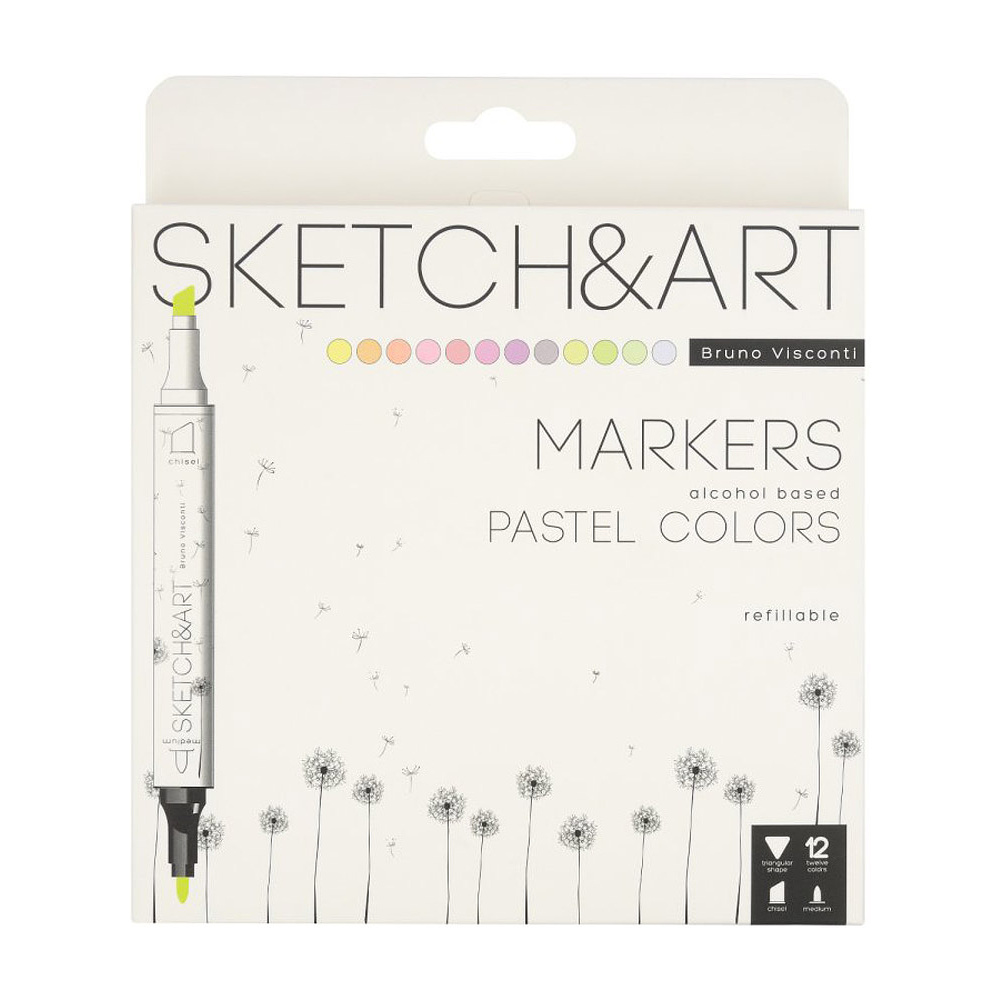 Набор двусторонних маркеров для скетчинга "Sketch&Art. Пастель", 12 цветов
