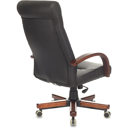 Кресло для руководителя "Бюрократ T-9928WALNUT/ECO", металл, дерево, экокожа, черный - 4