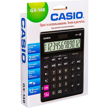 Калькулятор настольный Casio "GR-12-W-EP", 12-разрядный, черный - 2