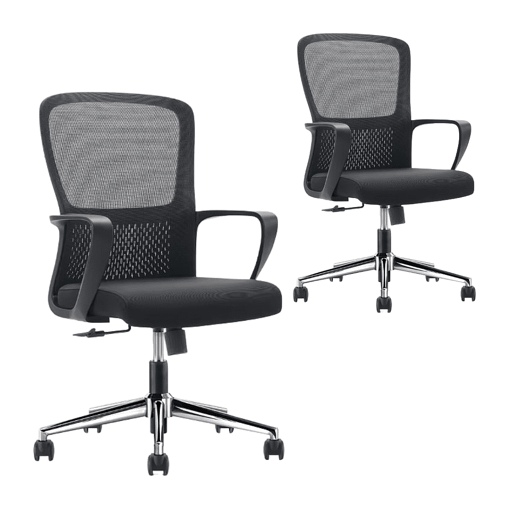 Кресло для персонала SitZone U-069B, сетка, ткань, черный, 2 шт/упак, -30%