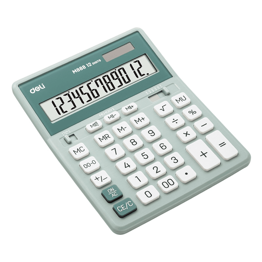 Калькулятор настольный EM888A Deli, 12-разрядный, пластик, зеленый