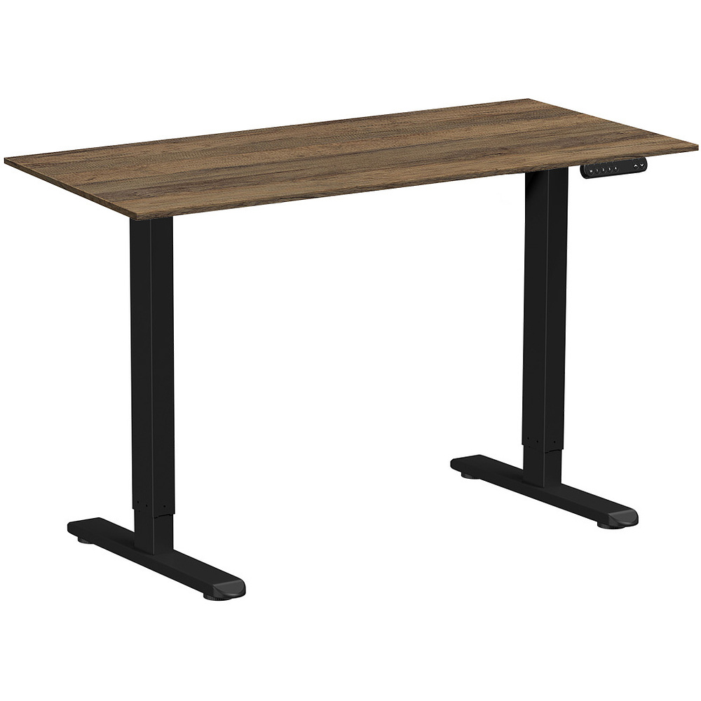 Стол с электроприводом WellDesk Prime 1300x675х18 черный/дуб санта-фе винтаж (9191461+9178196)