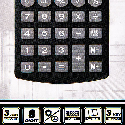 Калькулятор карманный Rebell "SHC200N BX/RE-SHC208 BX", 8-разрядный, черный - 4
