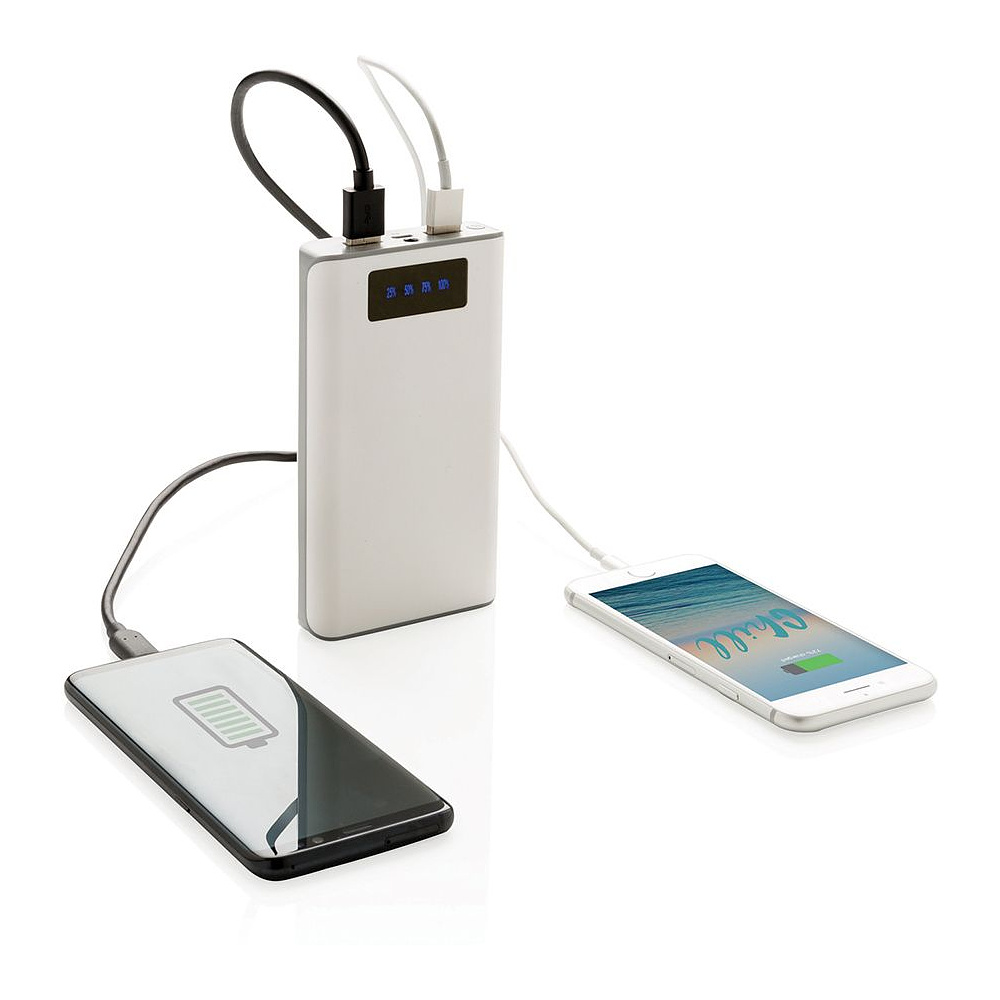 Зарядное устройство (аккумулятор) Power Bank "P324.363" с экраном, 10000, белый, серый - 2