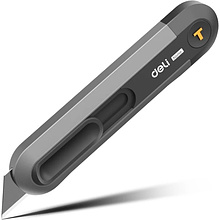 Нож строительный Deli HS EHT4008, 135x30 мм, трапеция, Soft Touch, черный