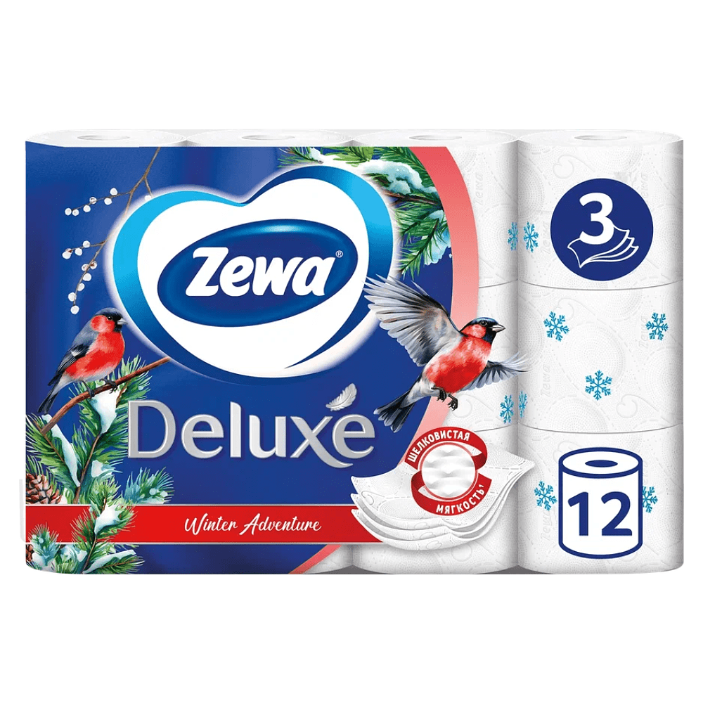 Бумага туалетная Zewa Deluxe 3 слоя, 12 рулонов