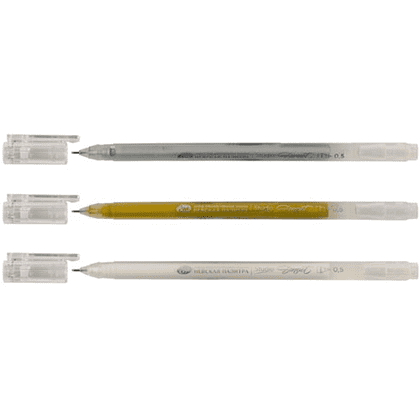 Ручка гелевая "Сонет", 0.5 мм, 3 шт., белый, серебро, золото - 2