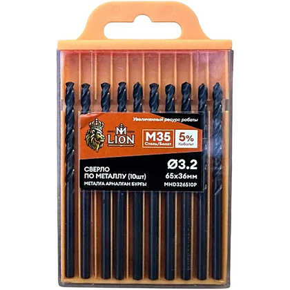 Сверло по металлу M-Lion, MHD326510P, 3,2х65 мм, 10 шт/упак