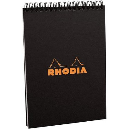 Блокнот "Rhodia" на пружине, A5, 80 листов, клетка, черный