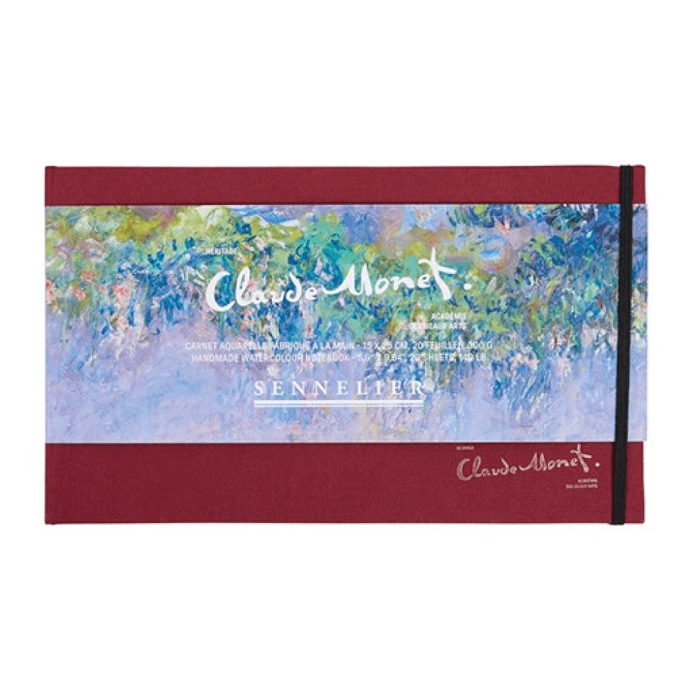 Скетчбук для акварели "Claude Monet - Wisteria", 15х25 см, 300 г/м2, 20 листов, бордовый