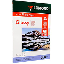 Фотобумага глянцевая для струйной фотопечати "Lomond", А3, 50 листов, 200 г/м2