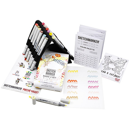 Набор маркеров перманентных двусторонних "Sketchmarker Basic 4", 12 шт. - 2