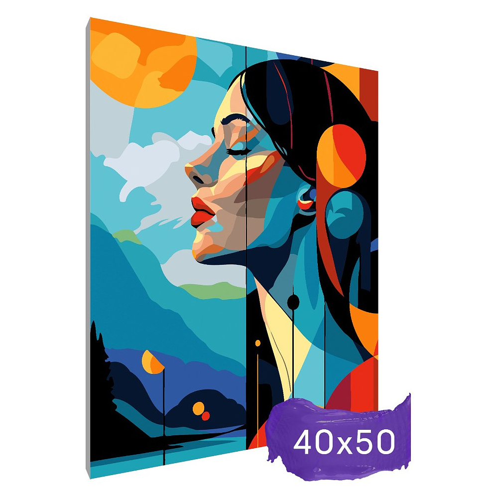 Картина по номерам "Женский портрет абстракция" - 2