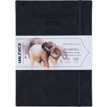 Скетчбук для графики "GrafArt white", 50 листов, А5, 160 г/м2, черный