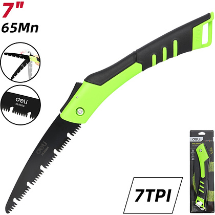 Пила садовая Deli GS EDL6006, 180 мм, складная, черный, зеленый - 2