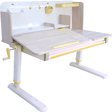 Стол Ergosmart регулируемый Galleon, 1200х700х(520-760) мм, гевея беленая, с книжной полкой