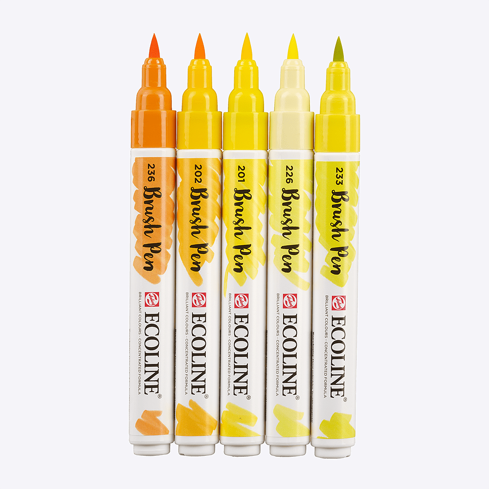 Набор акварельных маркеров "Ecoline", 5 шт., желтые - 3