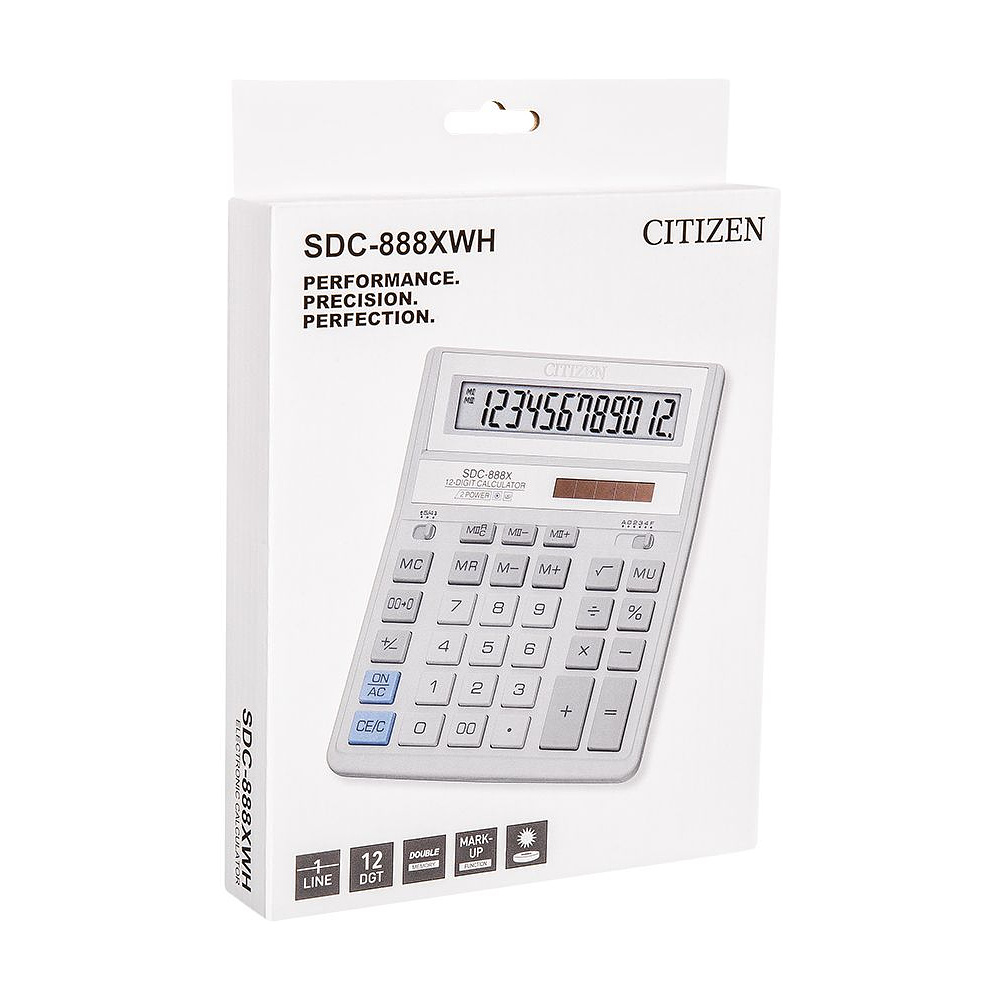Калькулятор настольный Citizen "SDC-888XWH", 12-разрядный, белый - 2
