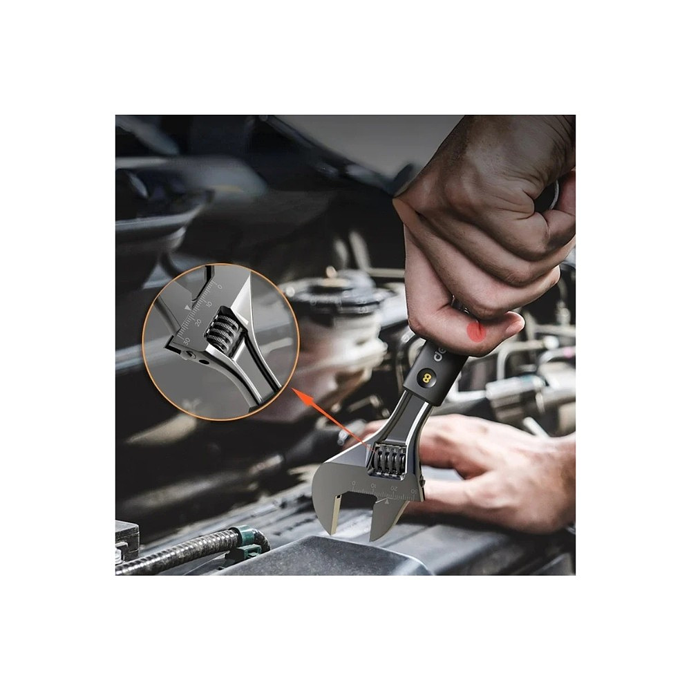 Ключ разводной Deli HS EHT1508, 210 мм, раскрытие губок 0-28 мм, Soft Touch, черный - 5