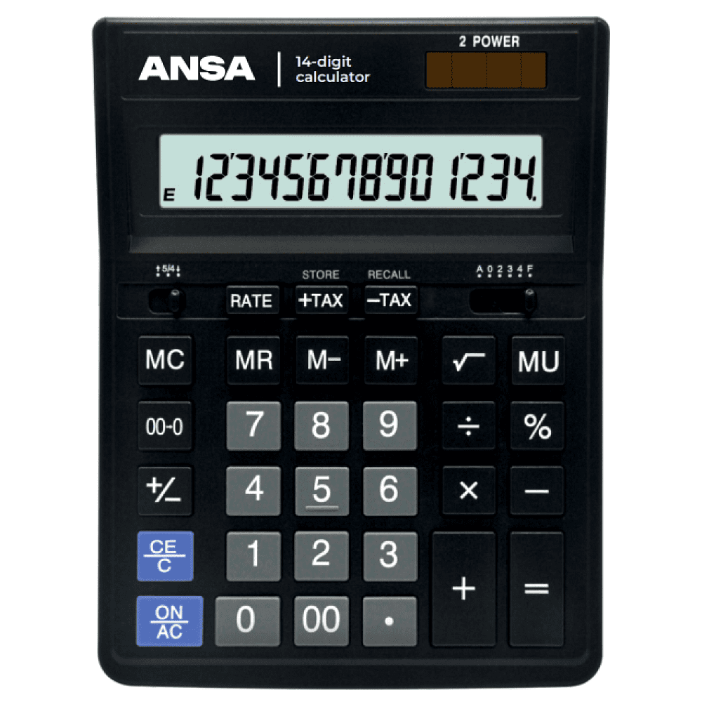 Калькулятор настольный Ansa "AN554S", 14-разрядный, черный