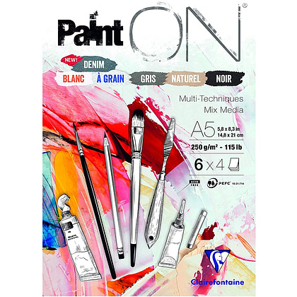 Блок-склейка "Paint'On", А5, 250 г/м2, 24 листа, ассорти