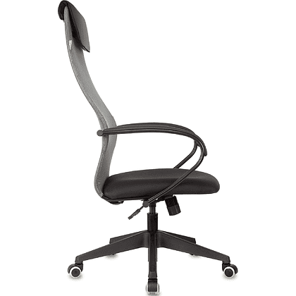 Кресло руководителя "Бюрократ CH-607 TW-02", с подголовником, сетка, ткань, пластик, серый - 4